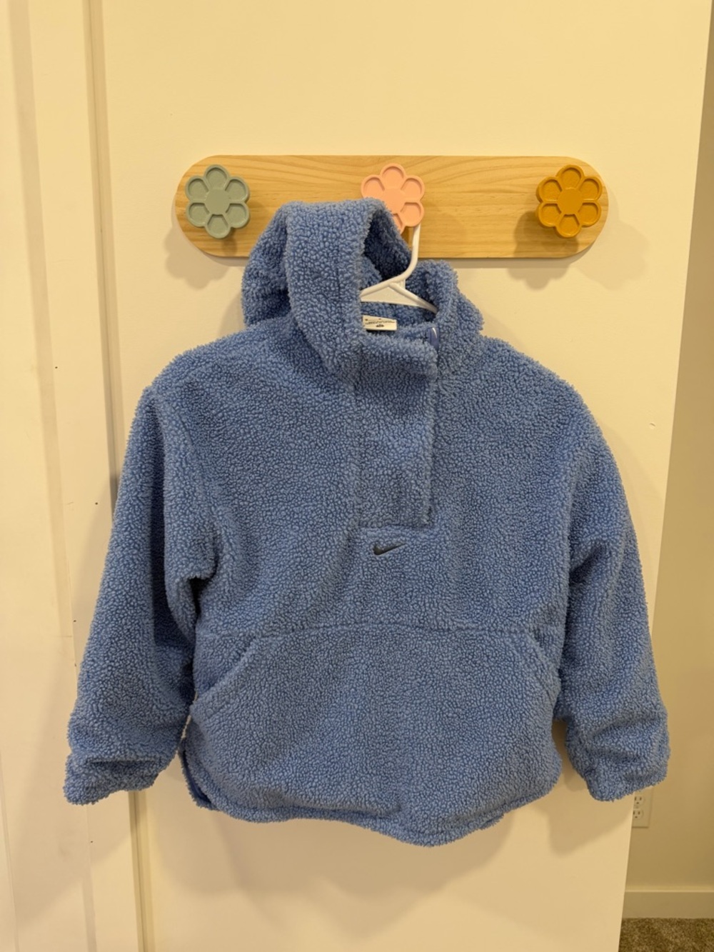 Nike Kids Blue Sherpa Hooded Pullover Jacket
